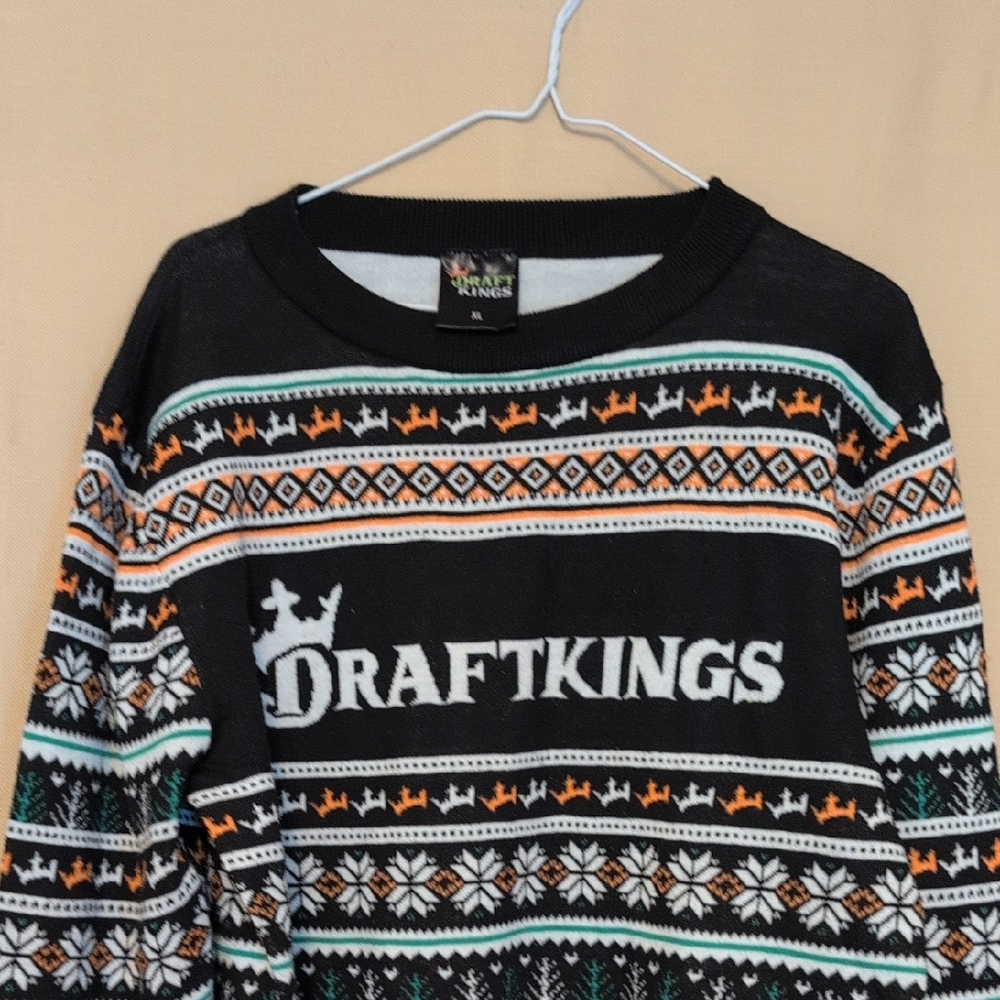 Draft King Official Black And Orange Holiday Season Sweater Size Extra Large XL